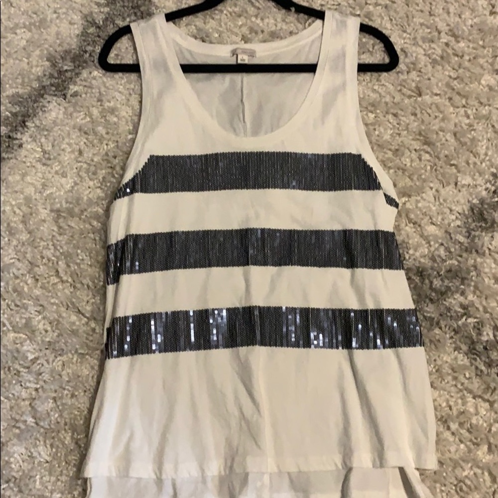 Gap blue sequin and white tank top